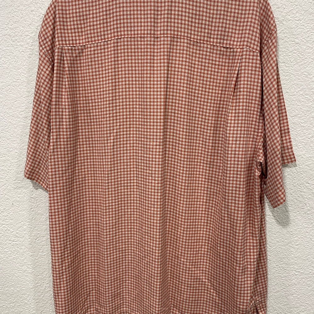 Tommy Bahama Orange Checkered Silk Button up Shirt XL - Picture 2 of 5